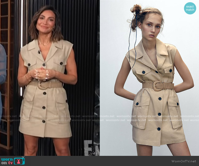 Zara Linen Blend Belted Dress worn by Courtney Mazza Lopez on E! News