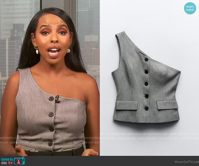 Zara Asymmetric Vest worn by Mona Kosar Abdi on Extra