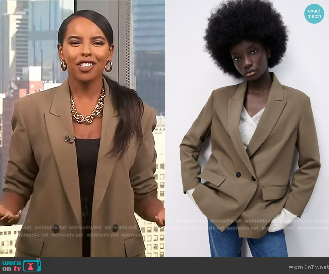 Zara Oversized Double Breasted Blazer worn by Mona Kosar Abdi on Extra