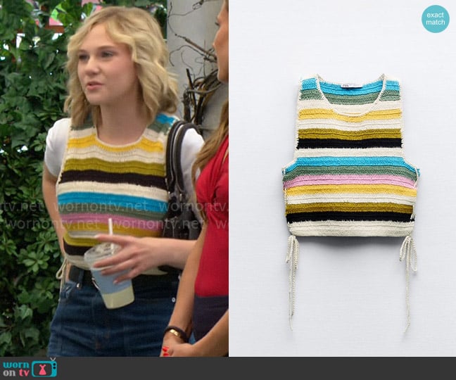 Zara Striped Crocheted Top worn by Lucy Romalotti (Lily Brooks O’ Briant) on The Young and the Restless