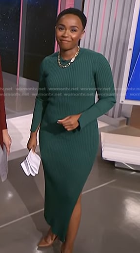 Zinhle's green ribbed dress on NBC News Daily