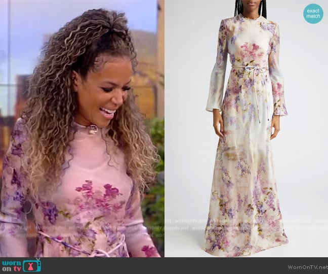 Zimmermann Luminosity Floral Slip Gown worn by Sunny Hostin on The View