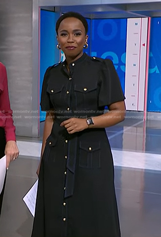 Zinhle’s black utility shirtdress on NBC News Daily