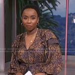 Zinhle’s brown floral blouse on NBC News Daily