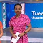 Zinhle’s pink print shirtdress on NBC News Daily