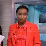 Zinhle’s red lace shirt and blazer on NBC News Daily