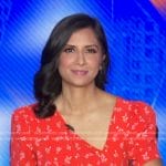 Zohreen Shah’s red floral asymmetric neck dress on Good Morning America