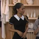 Zuri’s black contrast polo mini dress on Access Hollywood