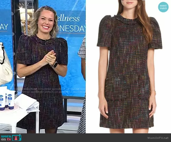 WornOnTV Dylan s black puff sleeve tweed dress on Today Dylan Dreyer Clothes and Wardrobe from TV