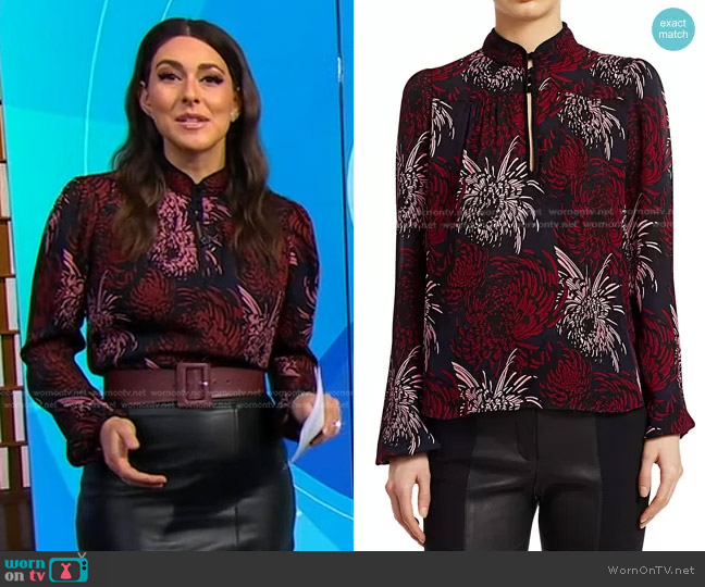 A.L.C. Beatrix Floral Silk Blouse worn by Erielle Reshef on Good Morning America