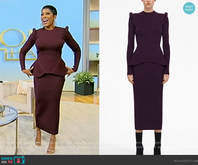 Alexander McQueen Mermaid-style ribbed jumper worn by Tamron Hall on Tamron Hall Show