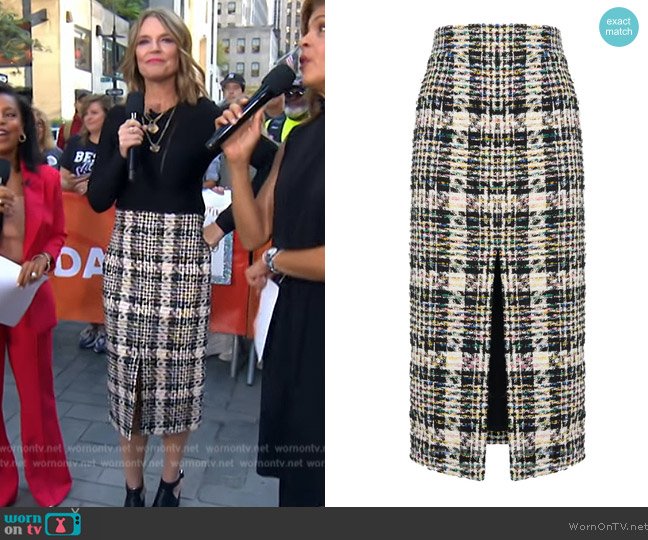 Alexander McQueen Tweed Pencil Skirt worn by Savannah Guthrie on Today