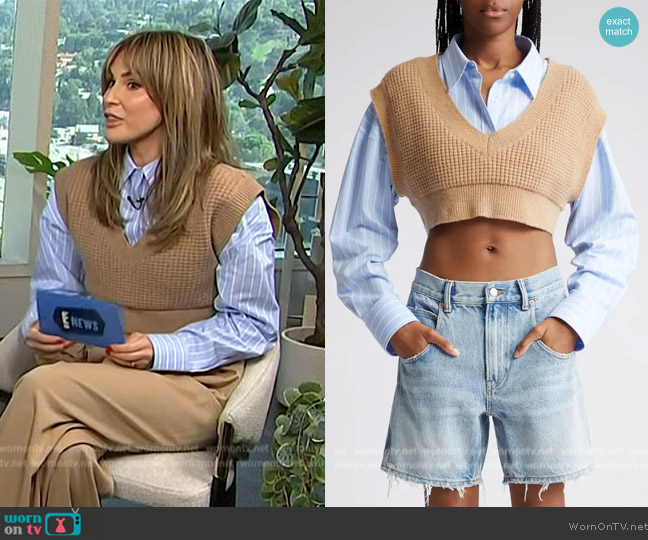 Alexander Wang Layered Mixed Media Crop Top worn by Keltie Knight on E! News