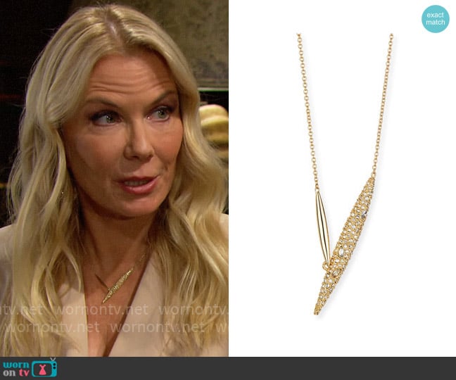 Alexis Bittar Crystal-Encrusted Modernist Spear Necklace worn by Brooke Logan (Katherine Kelly Lang) on The Bold and the Beautiful