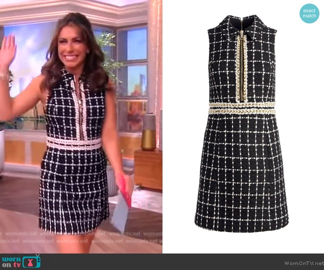 Alice + Olivia Ellis Threaded Check Minidress worn by Alyssa Farah Griffin on The View