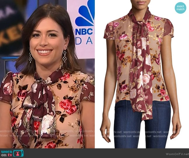 Alice + Olivia Jeannie Bow-Collar Blouse worn by Chloe Melas on NBC News Daily