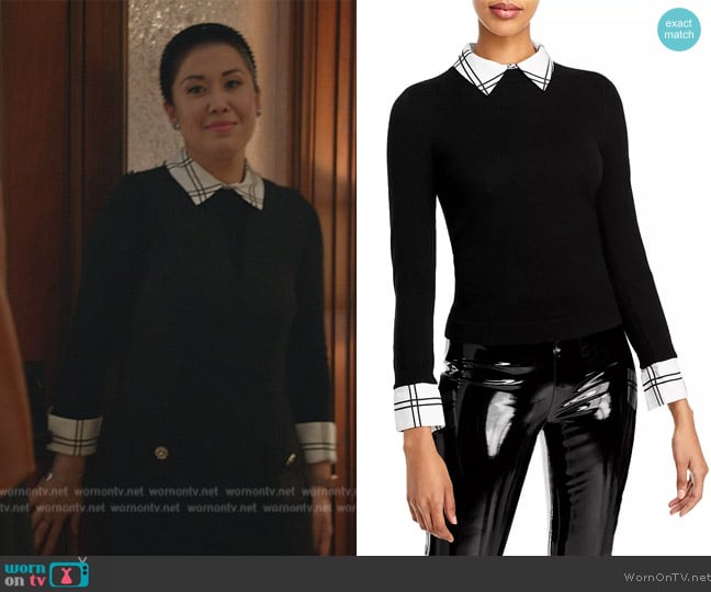 Alice and Olivia Porla Collared Sweater worn by Sherri Kansky (Ruthie Ann Miles) on All Rise