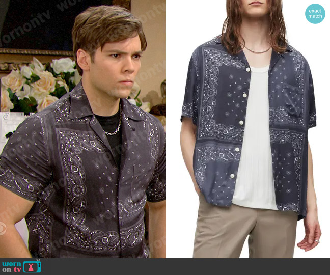 All Saints Tikal Shirt in Jet Black worn by R.J. Forrester (Joshua Hoffman) on The Bold and the Beautiful