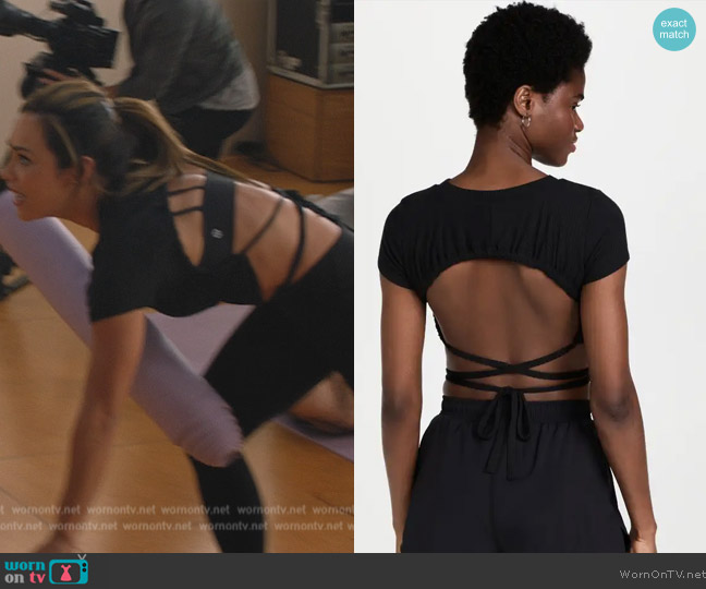  Ribbed Wrap It Up Short Sleeve Top Alo Yoga worn by Emily Lopez (Jessica Camacho) on All Rise