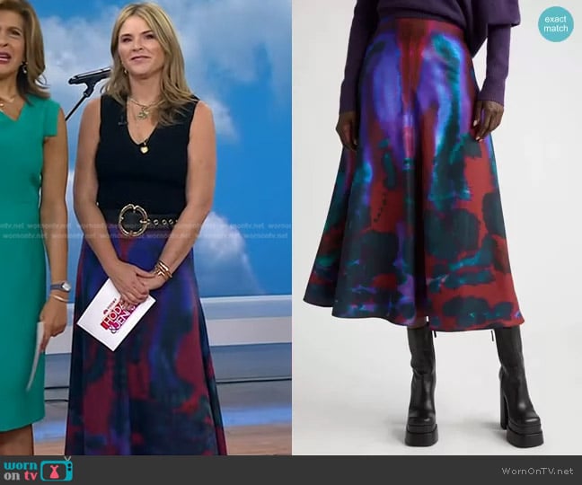 Altuzarra Hydra Ink Blot Midi Skirt worn by Jenna Bush Hager on Today