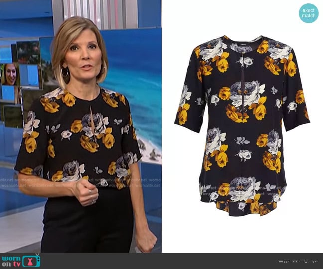 Theory Antazie Floral Top worn by Kate Snow on NBC News Daily