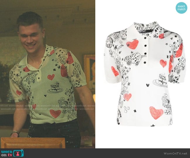 Bimba y Lola Nickname Heart-Print Polo Top worn by Eric (Gleb Abrosimov) on Elite