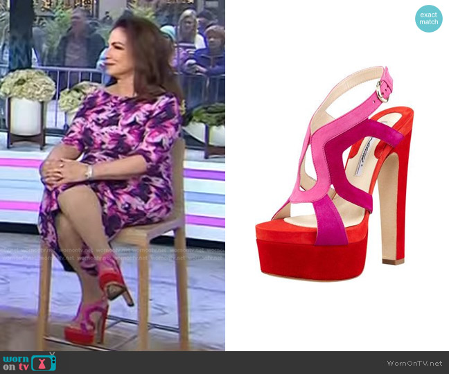 Brian Atwood Daria Keyhole Suede Sandal worn by Gloria Estefan on Today