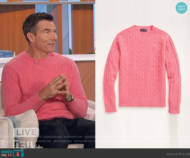 Brooks Brothers Cable Crew Neck Sweater worn by Jerry O'Connell on The Talk