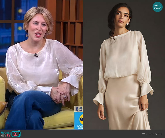 Anthropologie Balloon-Sleeve Blouse worn by Erin Napier on Good Morning America