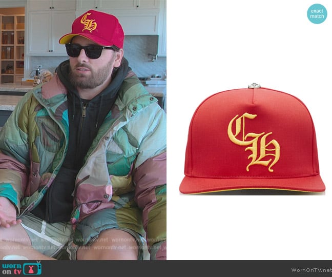 Chrome Hearts Red Cap worn by Scott Disick (Scott Disick) on The Kardashians