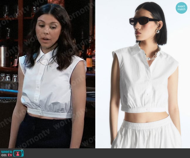 COS Cropped Sleeveless Shirt worn by Kristina Corinthos-Davis (Kate Mansi) on General Hospital