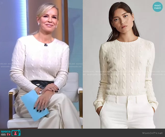 Polo Ralph Lauren Cable Knit Cashmere Sweater worn by Dr. Jennifer Ashton on Good Morning America