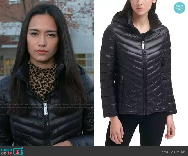 Calvin Klein Down Quilted Hooded Puffer Jacket Coat worn by Emilie Ikeda on Today