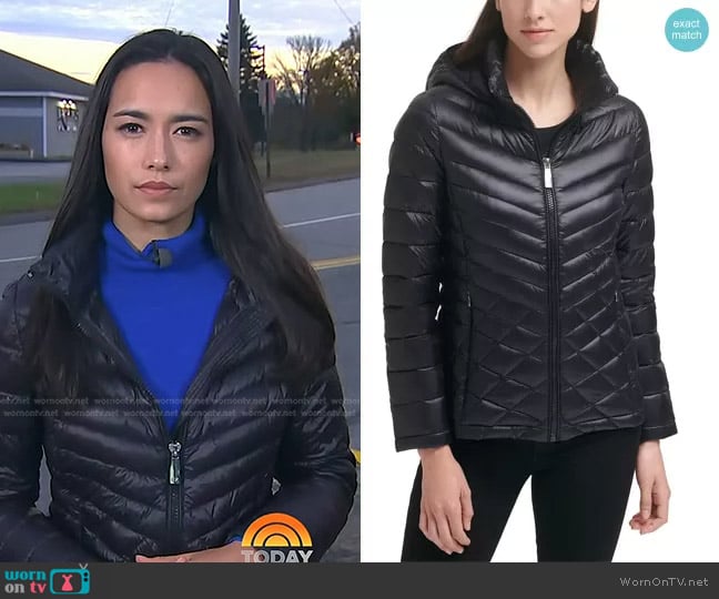 Calvin Klein Down Quilted Hooded Puffer Jacket Coat worn by Emilie Ikeda on Today