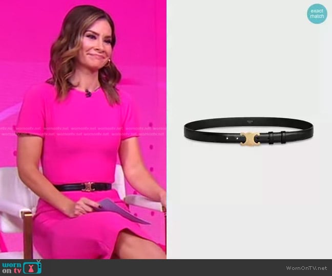 Celine Medium Triomphe Belt in Smooth Calfskin worn by Rebecca Jarvis on Good Morning America