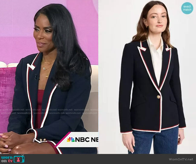 L'Agence Chamberlain Trim Blazer in Midnight/Even Stripe worn by Dr. Jessica Shepherd on Today