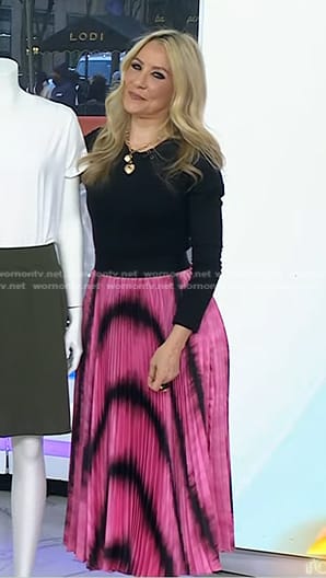 Chassie's pink tie dye pleated skirt on Today