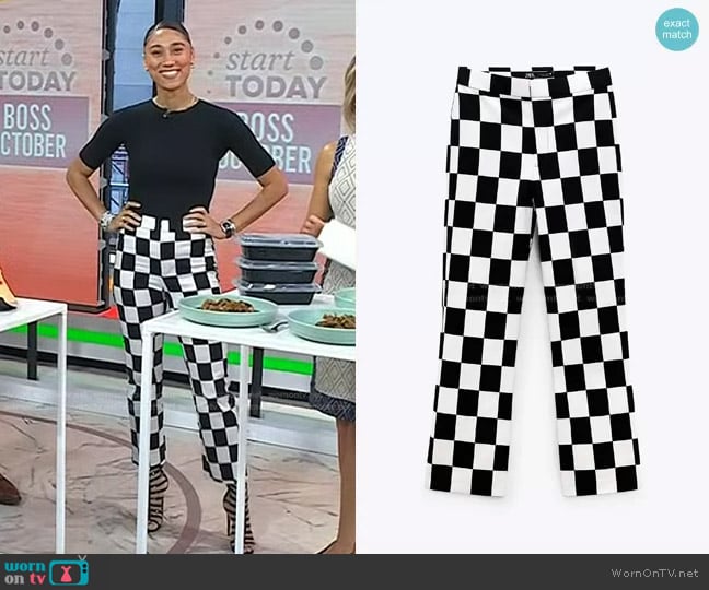 Zara Chequered Print Trousers worn by Ally Love on Today