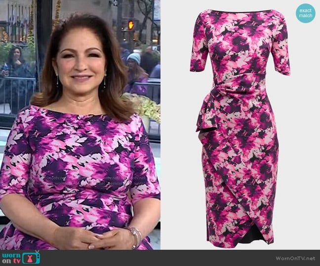 Chiara Boni La Petite Robe Mimmaly Floral-Print Sheath Dress worn by Gloria Estefan on Today