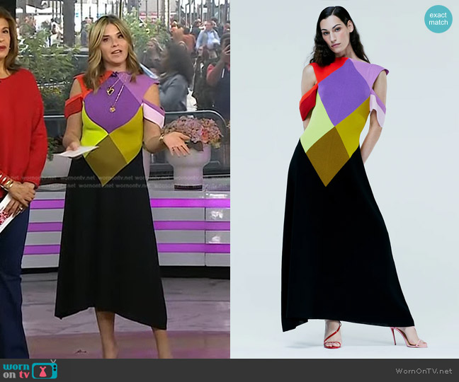 Christopher John Rogers Harlequin Knit A-Line Dress worn by Jenna Bush Hager on Today