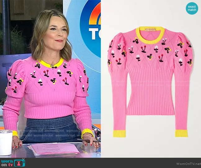 Cormio Oma 2.0 Embroidered Ribbed Pima Cotton Sweater worn by Savannah Guthrie on Today