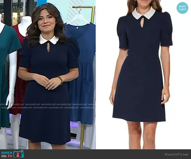 DKNY Puff Sleeve Collared Mini Dress worn by Adrianna Barrionuevo Brach on Today