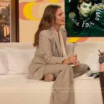 Drew’s beige blazer and pants on The Drew Barrymore Show