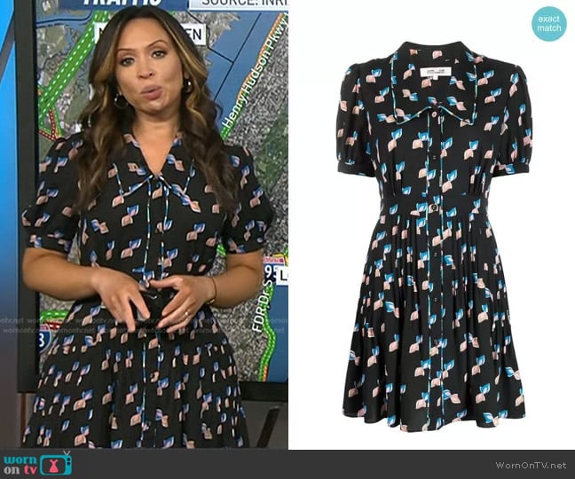 Diane von Furstenberg Darius Mini Dress in Twisted Geo Black worn by Adelle Caballero on Today