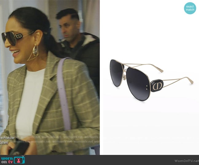 Dior DiorBobby 65mm Aviator Sunglasses worn by Jessel Taank on The Real Housewives of New York City