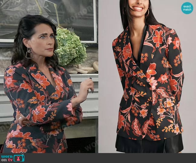 Dolan Left Coast at Anthropologie Printed Linen Blazer worn by Lois Cerullo (Rena Sofer) on General Hospital