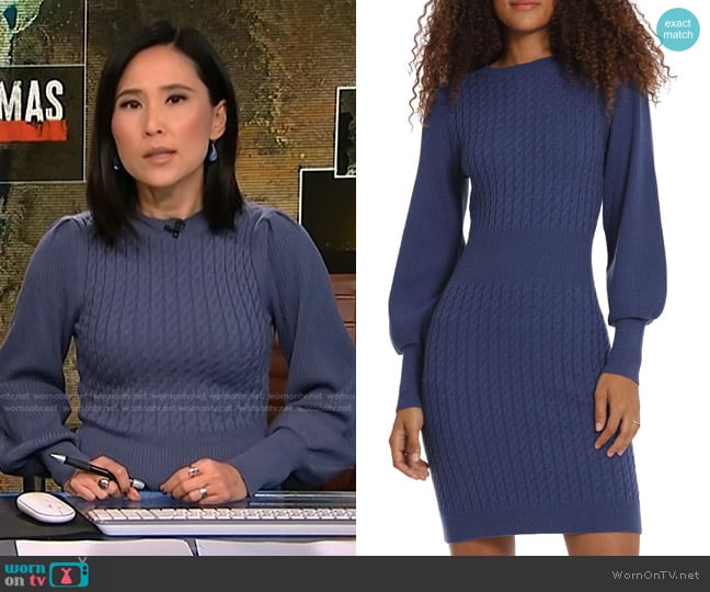 Donna Morgan Cable Knit Sweater Dress worn by Vicky Nguyen on NBC News Daily