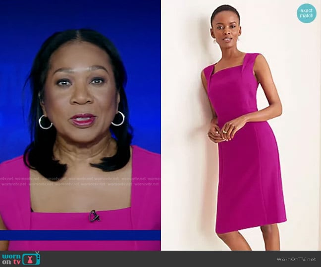 Ann Taylor Doubleweave Square Neck Sheath Dress worn by Sandra Bookman on Good Morning America