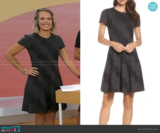 Eliza J Fit & Flare Ponte Knit Dress with Black Vertical Lace worn by Dylan Dreyer on Today