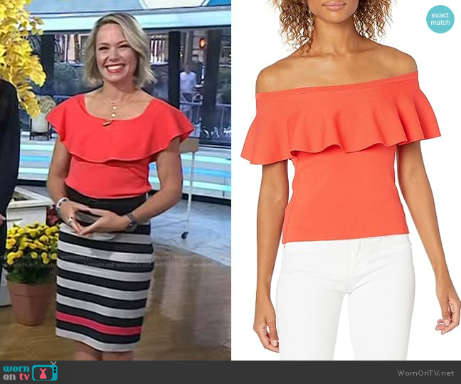 WornOnTV: Dylan’s red ruffle top and striped skirt on Today | Dylan ...